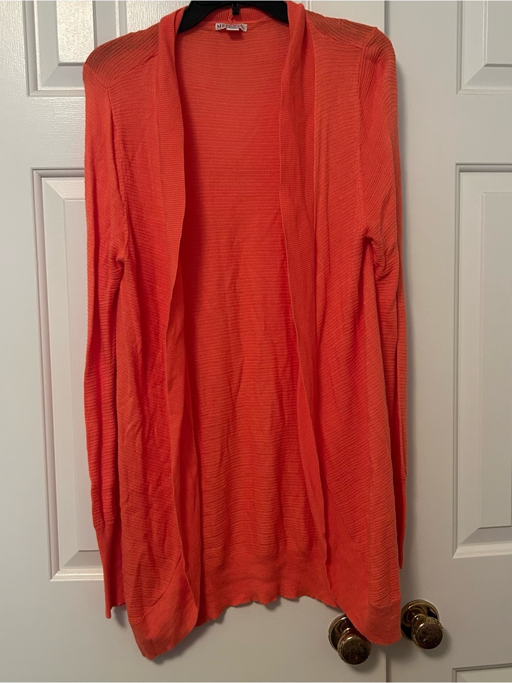 Merona Open Cardigan Long Sleeve Sweater in Coral Orange Women's Size Large